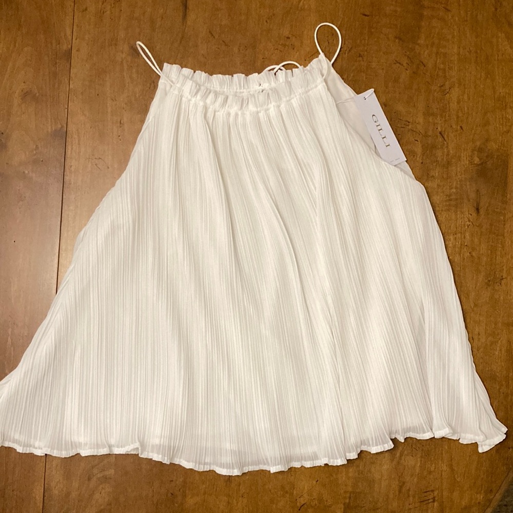 Gilli Clothing High Neck Plisse Cami Off White / Large